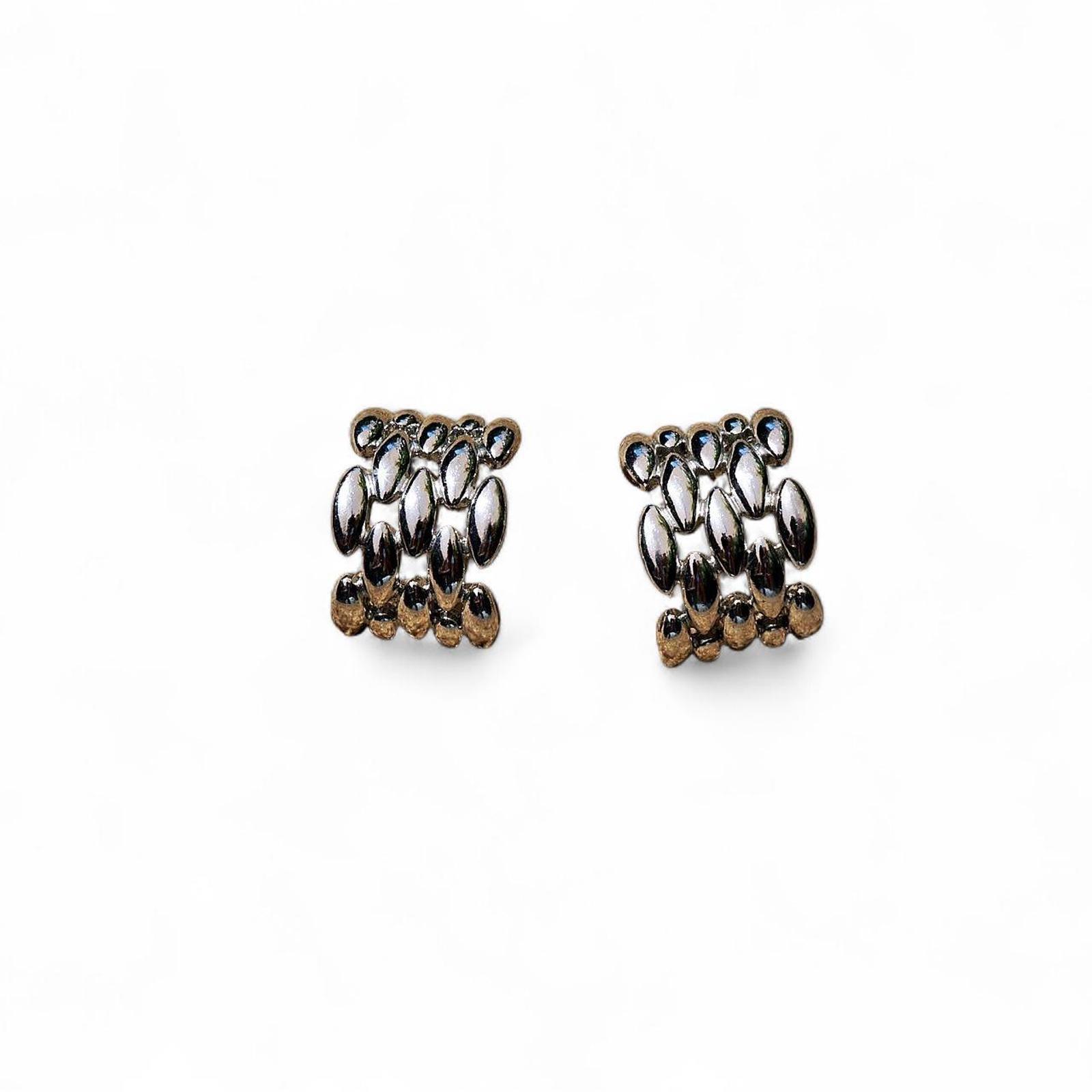 Vintage Silver Tone Half Hoop Earrings 18$